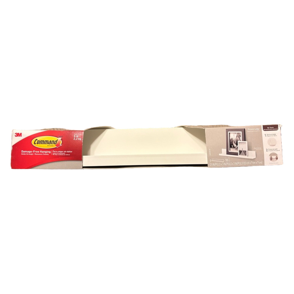 3M Command Display Ledges White Floating Wall Shelves Damage Free Decor NIB